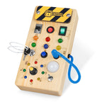Konijiwa Montessori Wooden Busy Board with LED Light Switches for Toddler, Sensory Travel Toys for 1-3 Year Old Boys and Girls