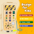 Konijiwa Montessori Wooden Busy Board with LED Light Switches for Toddler, Sensory Travel Toys for 1-3 Year Old Boys and Girls