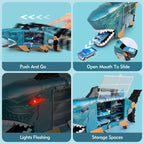 Konijiwa Shark Toys with led, Music Ocean Animals Toys, Shark Truck Toys with 2pcs Toy Trucks, 2pcs Shark Cars,18pcs sea Animal Toys for 3+ Year Old Kids