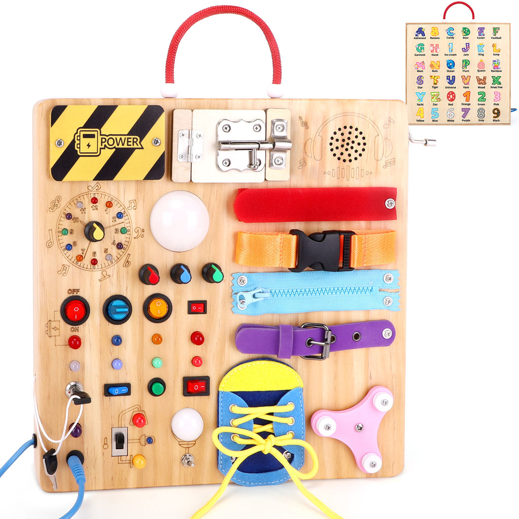 Konijiwa Montessori Busy Board with LED Lights, 1+ Years
