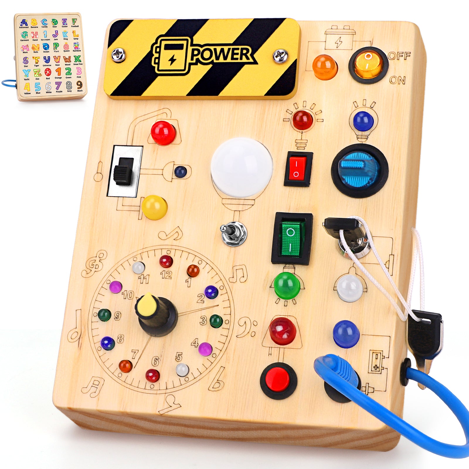 Konijiwa Montessori Busy Board with LED Light Switches, Toddler Sensory Toys for 1-3 Year Old Boys and Girls