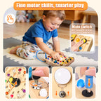 Konijiwa Montessori Busy Board with LED Light Switches, Toddler Sensory Toys for 1-3 Year Old Boys and Girls