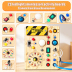 Konijiwa Montessori Busy Board with LED Light Switches, Toddler Sensory Toys for 1-3 Year Old Boys and Girls