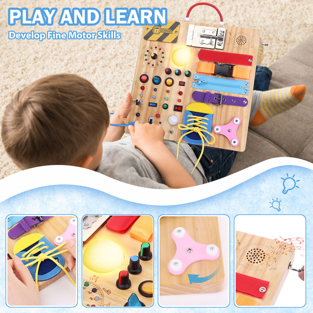 Konijiwa Montessori Busy Board with LED Lights, 1+ Years